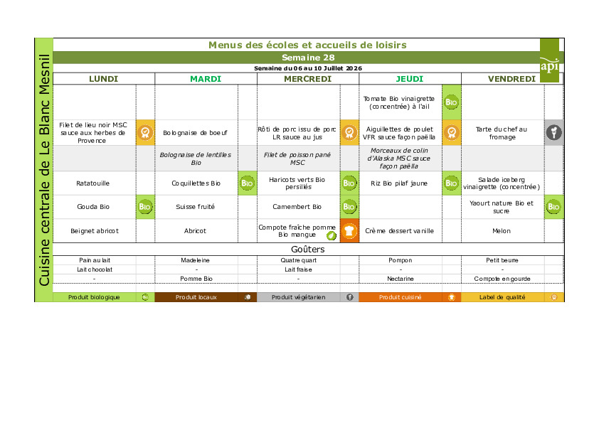 Menus Villevaudé _ LBM Juillet - Août